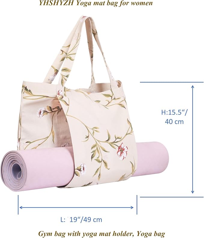 Yoga Mats bag for Women, Canvas Bags for Yoga Mat & Blocks Women, Floral Gym Valentine's Day Gifts for Yoga Lover