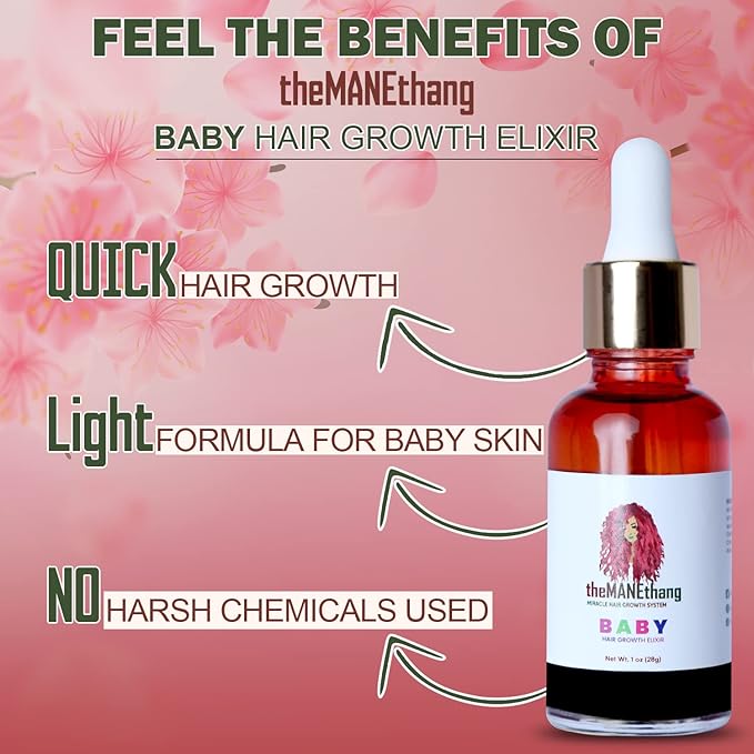 Baby Hair Growth Oil - Organic Newborn Oil with Coconut, Olive, Castor, and Tea Tree Oils