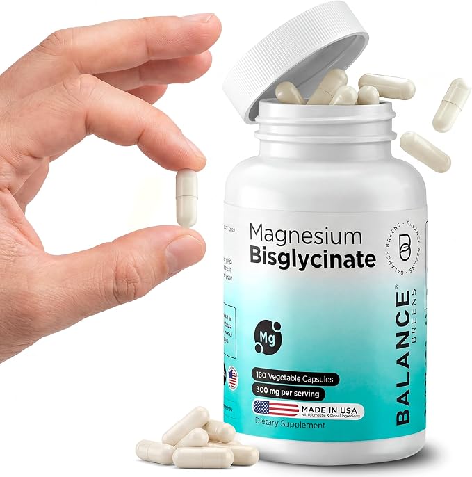 Balancebreens Magnesium Glycinate 200mg - Magnesium Bisglycinate Chelated Supplements for High Absorption - Non GMO and Gluten Free Gentle on Stomach for Restful Sleep and Muscle Support, 120 Count