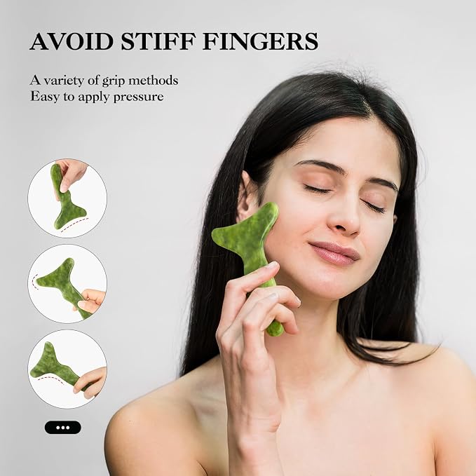 Jade Stone Large gua sha Massage Tool, Gua Sha Body Tool with Hand Grip, Muscle Scraping Massage Tools,Lymphatic Drainage Massager,Body Sculpting Anti Cellulite Tools for Men Women