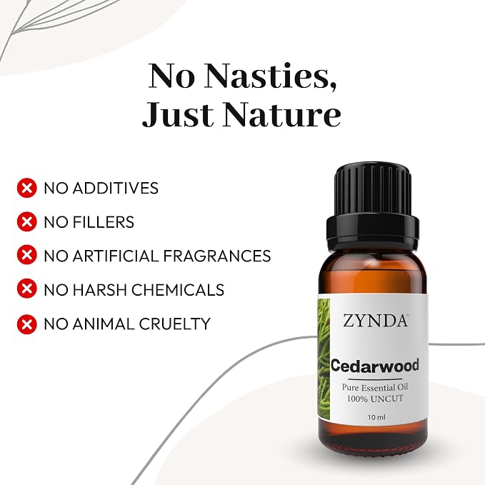 Cedarwood Essential Oil Pure and Natural – Premium Organic 100% Uncut Cedar Essential Oil Extract for Aromatherapy, Diffuser, Massage, Relaxation, and Skin Care – 10ml Amber Glass Bottle