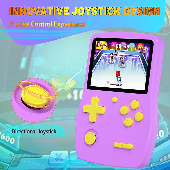 32 Bit Handheld Games for Kids Preloaded 139 Video Games, Portable Video Gaming Player with 3.0" IPS Screen and Rechargeable Battery, Mini Travel Games Electronic Gifts Toys for Boys Girls, Purple