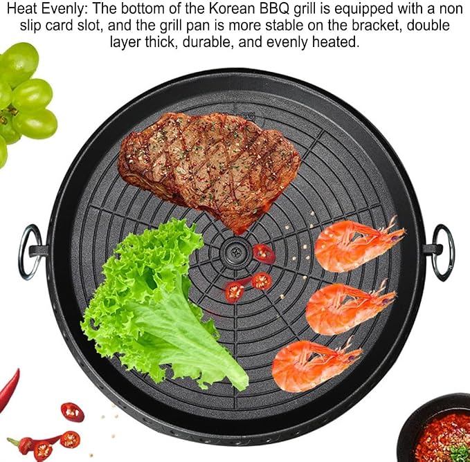 Korean BBQ Grill Pan, Nonstick Maifan Coating, Oil Drain Hole, Aluminum Alloy Plate for Home and Outdoor 11.81 In