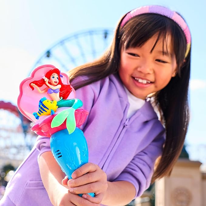 Disney Store Official The Little Mermaid Ariel & Flounder Light & Sound Bubble Wand - Interactive LED Toy, Perfect for Kids & Fans - Ideal for Outdoor Play & Parties, Durable and Safe