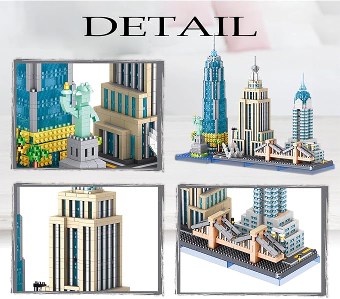 SEMKY Micro Mini Blocks New York Skyline Famous Landmark Model Set,(3264Pieces) -Building and Architecture Toys Gifts for Kid