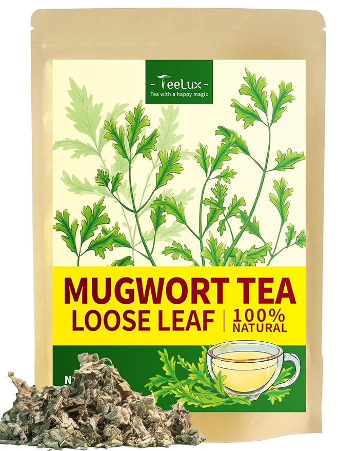 TeeLux Mugwort Tea Loose Leaf, Premium Dried Mugwort Leaves Herb Tea, Natural & Pure, Caffeine Free, 3.5oz