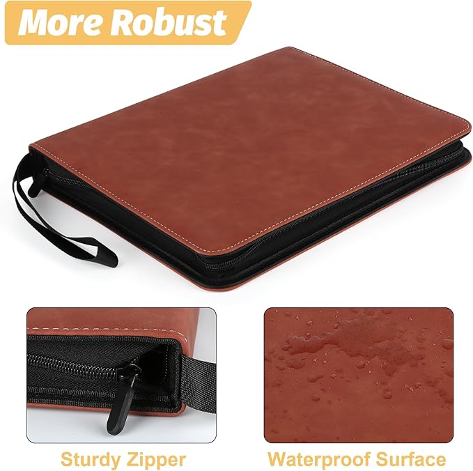 GERMUN 9 Pocket Card Binder, Premium Zip Trading Card Binder, 720 Double Sided Pocket PU Card Collection Binder, Collector Card Album, Card Folder for MTG, TCG, Sports Cards, Game Cards (Brown1)