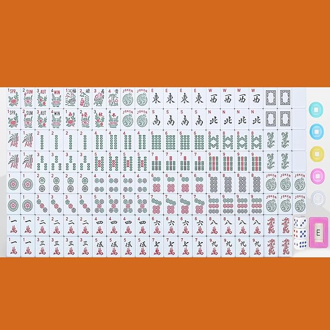 American Mahjong Set - 166 Premium White Tiles with 4 All-in-One Racks & Pushers, 3 Dices, 100 Chips, Wind Indicator & English Manual - Gift for Men Women, Classic Mah-Jong Set in Carrying Bag