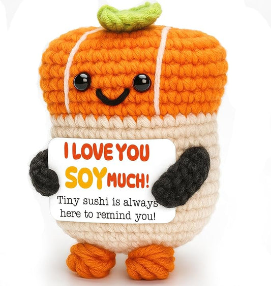 Mini Anniversary Romantic Gifts for Women Men Boyfriend Girlfriend Couples I Love You Gift Handmade Crochet Sushi for Birthday Wedding Engagement Anniversary for Him Her Wife Husband