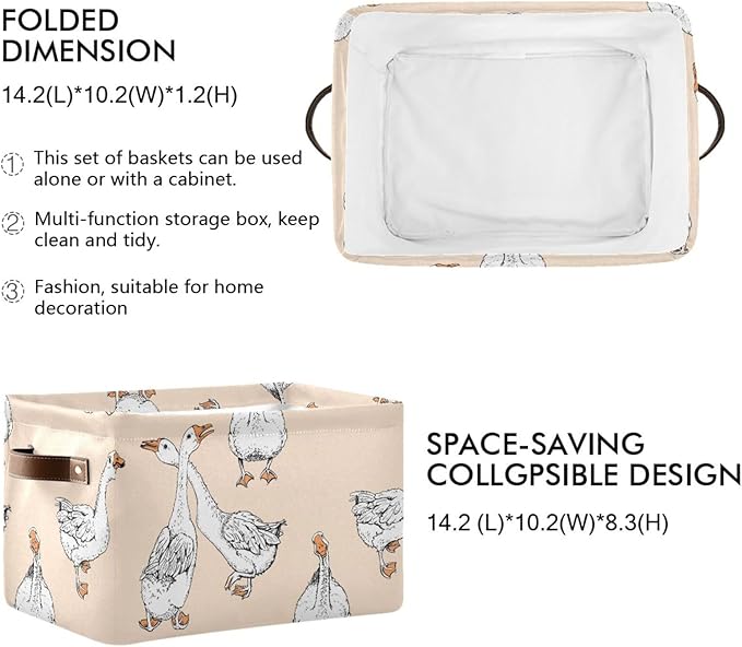 Aslsiy Storage Basket Funny Geese Nursery Bins Apricot Baby Box Canvas Clothes Shelf Basket Laundry Hamper Gift Basket for Home Closet 1 Pcs