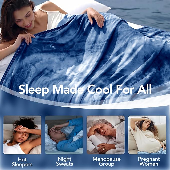 Cooling Blanket Queen Size 80"x88" for Hot Sleepers | Cold Summer Soft Blanket for Bed Couch and Travel Absorbs Heat Q-Max>0.35 Cool Lightweight Throw for Night Sweats Menopause