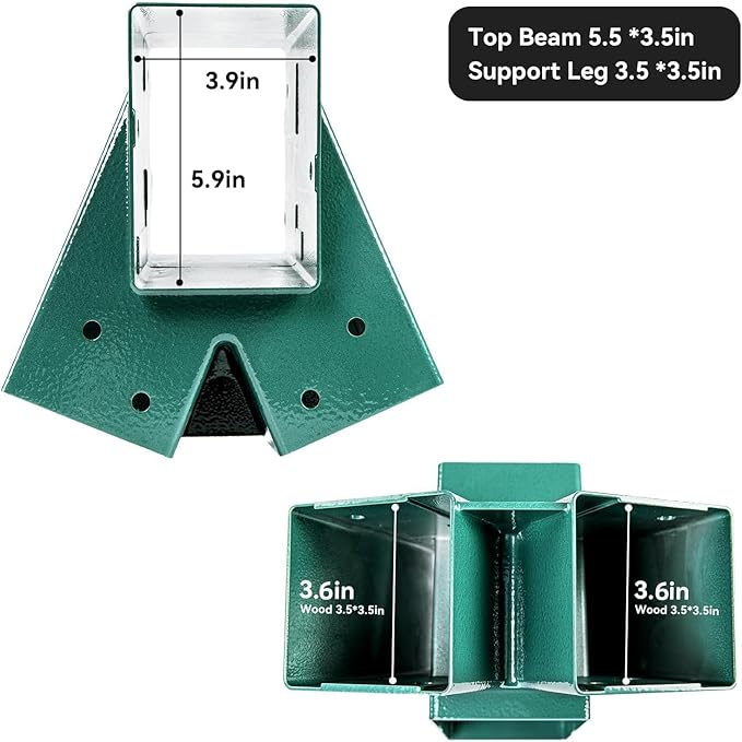 ABUSA Heavy Duty Swing Sets Brackets Including 2 Green A-Frame Swing Set Brackets and 4 Swing Hangers for Playground Equipment Mounting Parts Hardware Included (Light Green)