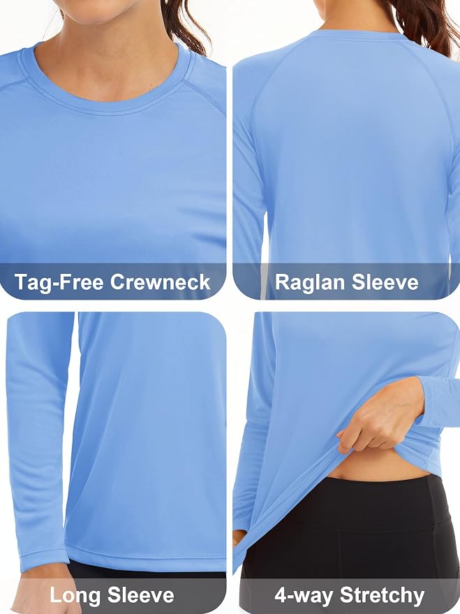 MAGCOMSEN Women's Long Sleeve Shirts UPF 50+ Sun Protection Shirts for Hiking Fishing Workout Rash Guard