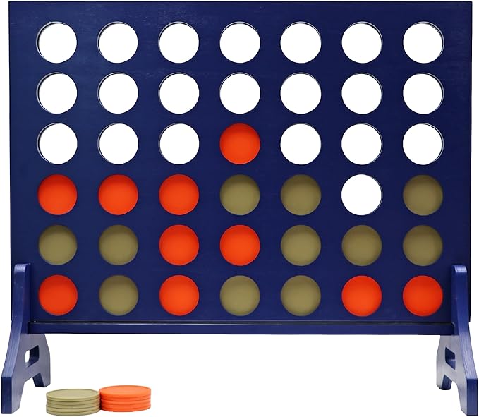 Tailgating Pros Premium Navy Giant Four in a Row with Carrying Case - Jumbo Oversized Outdoor Yard Game - Connect Multiple Pucks in a Row to Win - Many Puck Colors Available!