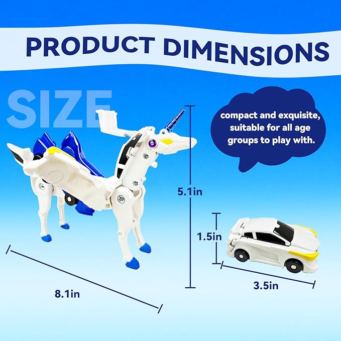 Collision Transforming Unicorn Car Toy – 2 Magnetic Cars Crash & Transform into Unicorn Robot Toys – Fun Gift for Boys & Girls, Birthday & Christmas