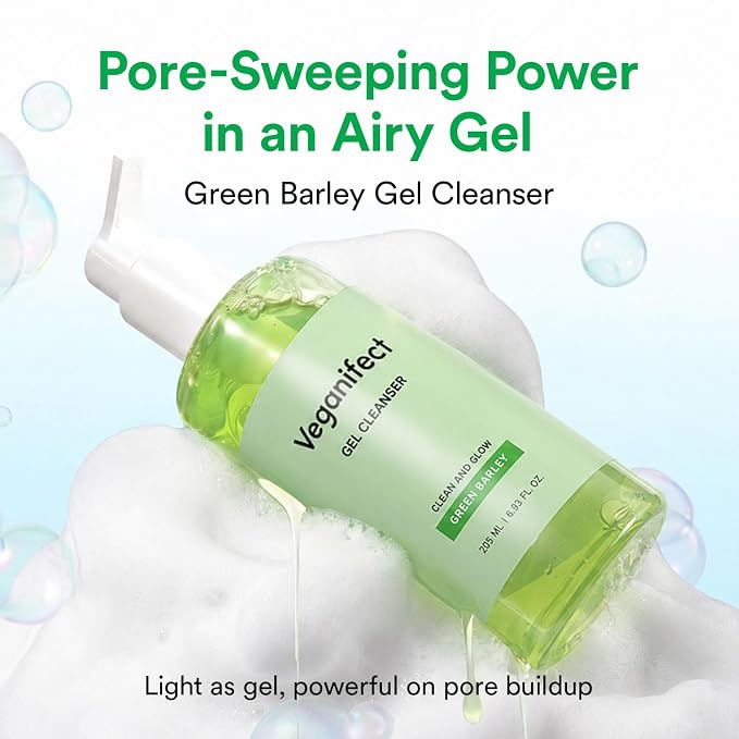 VEGANIFECT LHA Gel to Foam Cleanser, Low pH Gentle Daily Face Wash, Mild Pore Care & Hydrating Cleanser for Smooth, Balanced Skin, Korean Skincare 205ml/6.93 fl oz