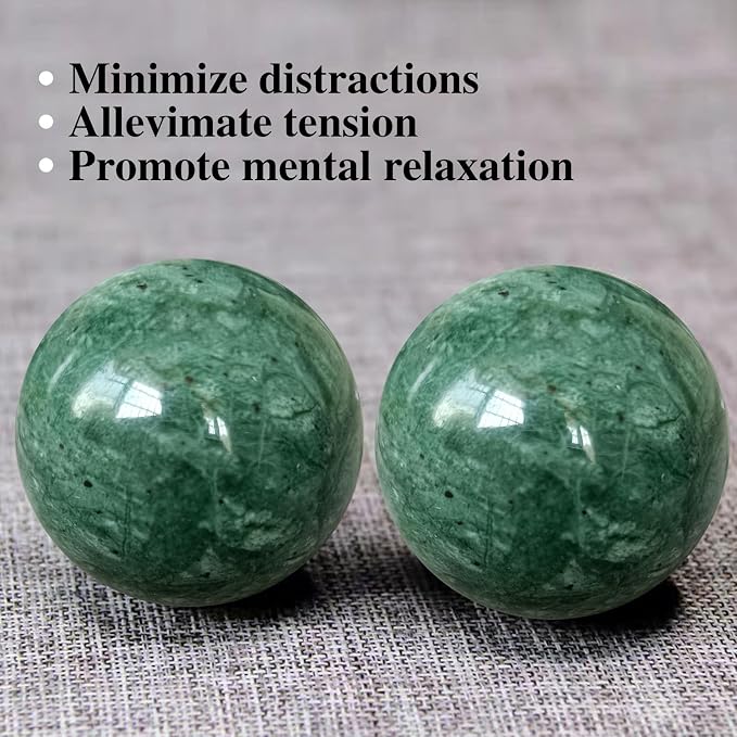 Traditional Chinese Baoding Balls, Marble Health Exercise Stress Relief Balls, Dark Green, 2-Piece Set (Dark Green, Medium-1.57")