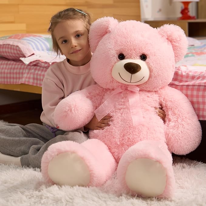 HollyHOME Big Teddy Bear Large Teddy Bear Stuffed Animal Birthday Valentines Day Plush for Kids and Girlfriend 36 inch Pink
