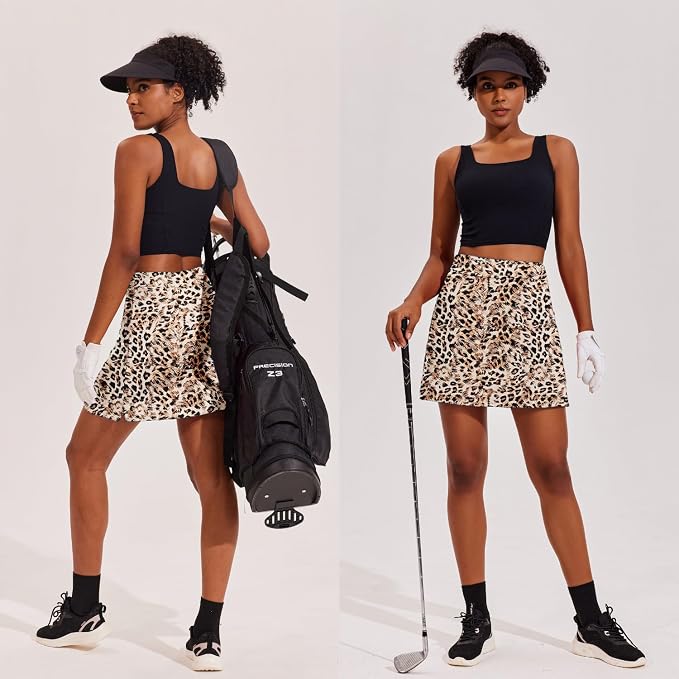 Ekouaer 16" Skorts for Women with Pockets Golf Pickleball Tennis Skirt | Silicone Grippers,2 Inner Pockets,Wide Waist,Side Slit Hem,Breathable,Soft,Lightweight