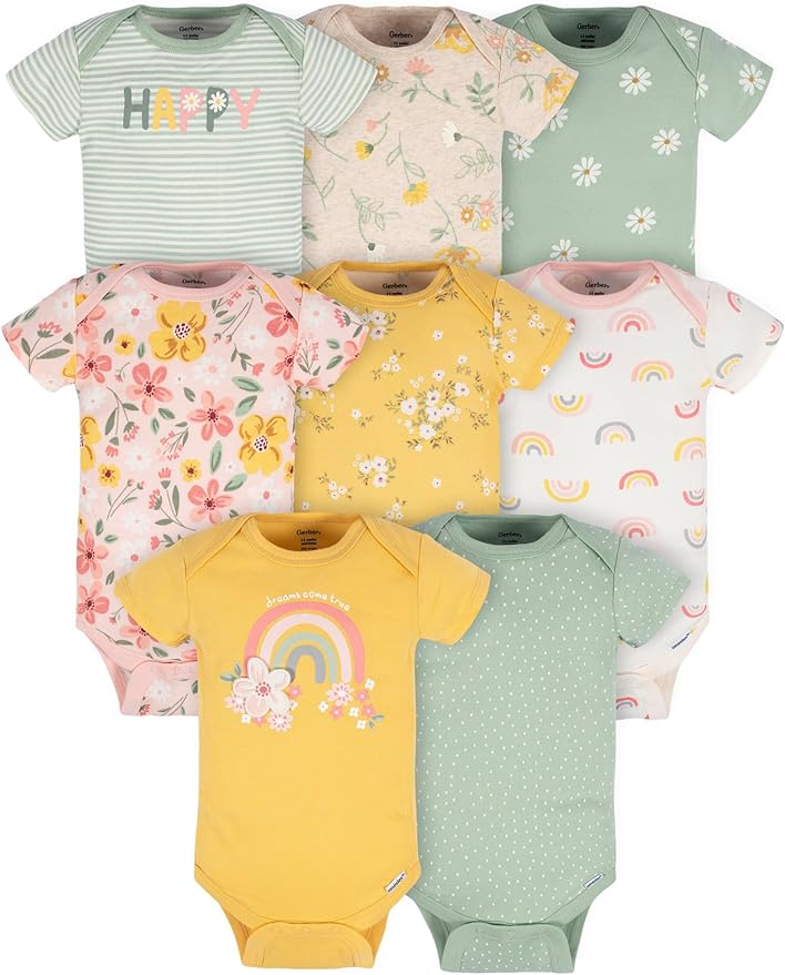 Gerber Baby Girls' 8-pack Short Sleeve Onesies Bodysuits