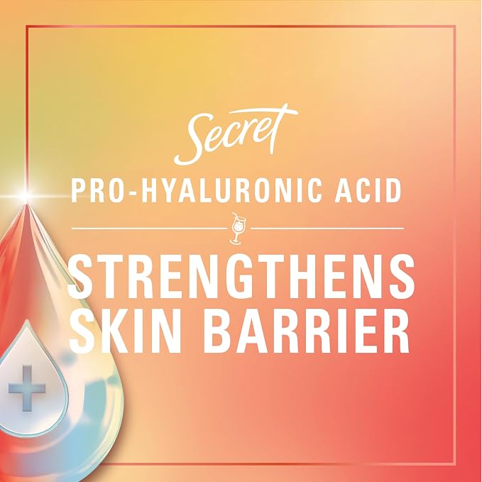 Secret Fresh Antiperspirant Deodorant for Women, 72hr Freshness on the Rocks with Pro-Hyaluronic Acid, Miami Mocktails Edition, Invisible Solid, Mango Tango with Mango & Hibiscus Scent, 2.6 oz