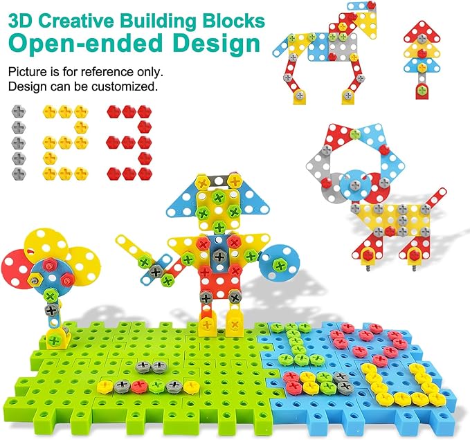 STEM Education Building Toys, 248 PCS Electric Gear Building Blocks Toys Set with Drill, Toddler Screw Toy, Kids Tool Set Construction Toy for Boys Girls Gifts Age 3+