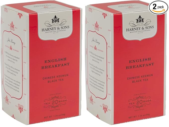 Harney & Sons Black Tea, Tea Bags, English Breakfast, 20 Count (Pack of 2)