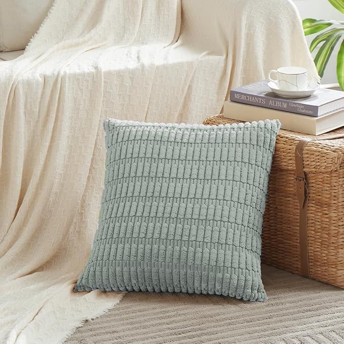 Fancy Homi 4 Packs Decorative Throw Pillow Covers for Living Room Couch Bed, Modern Farmhouse Boho Home Décor Accent Cushion Case, 18" x 18", Grey Blue