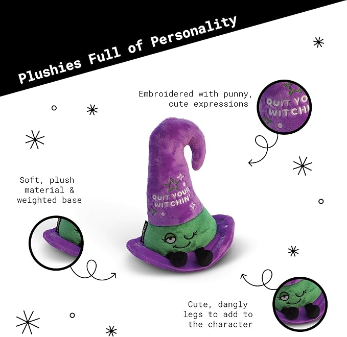Halloween Plushie - Quit Your Witchin Sassy Witch Hat Plush, Spooky Theme Gift, Toy for Gifting