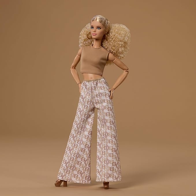 Barbie Basics Model Collector Fashion Doll 06 with Blonde Hair, Shimmery Golden Skirt & Halter, Universal-fit Fashions, Posable Body