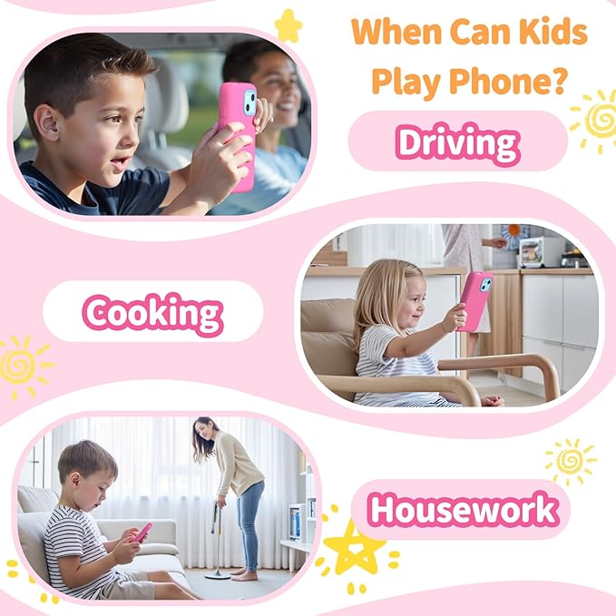 MOMILLA Kids Toys Smart Phone with Dual Camera, 3.97" Touchscreen, 200+ Educational Games, Learning Toys with Parental Control for Ages 3-8