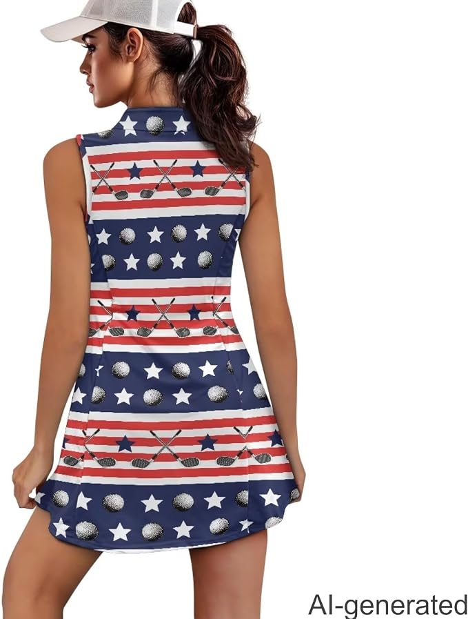 Golf Dress Tennis Dresses for Women with Built in Shorts and Pockets Sleeveless Athletic Dress Workout Dress