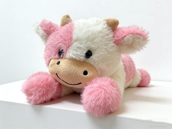 Cute Cow Plush Stuffed Animal Doll Toy 10 inch for Girls Boys (pa Cow Pink)