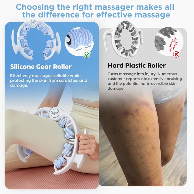 Cellulite Manual Massager for Legs & Thighs - Lymphatic Drainage Tool, Handheld Fascia Blaster for Deep Tissue, Body Sculpting Cellulite Remover(Blue)
