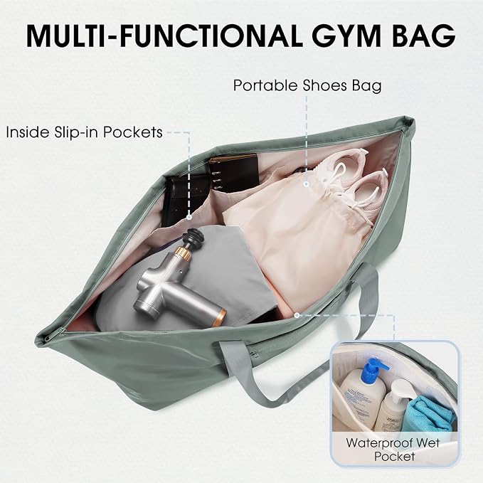 sportsnew Large Yoga Mat Bag with Shoes Compartment and Wet Pocket Ladies Pilates Gym Tote Bag with Yoga Mat Holder Strap for Women Men Workout Carrier Stuff Accessories
