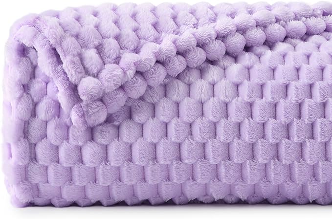 BEDELITE Lavender Twin Blanket for Couch, Soft Cozy Gifts for Women, 60*80 | 3D Jacquard Decorative Fleece Blanket, Super Soft Plush Throw, Cute Birthday Gift for Women & Men, Suitable for All Seasons