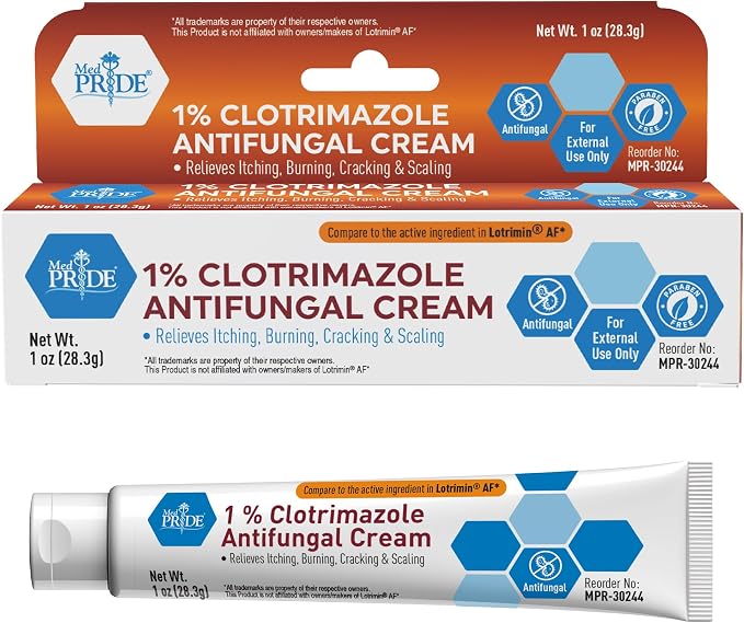 MED PRIDE Clotrimazole 1% Antifungal Cream, Itch Relief Treatment, 1 oz