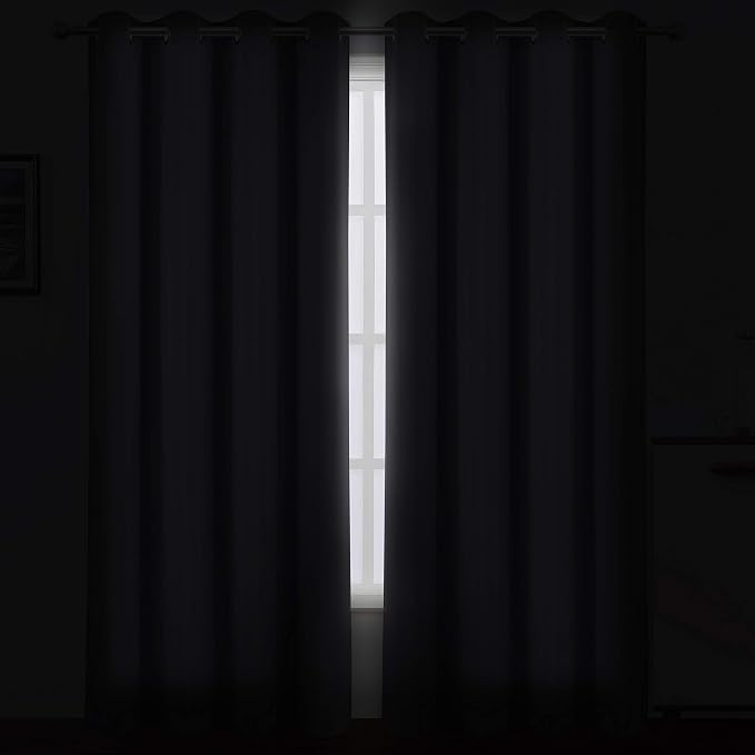 LEMOMO Blackout Curtains 52 x 84 Inch Long Grey Curtains Set of 2 Panels Thermal Insulated Room Darkening Curtains for Bedroom