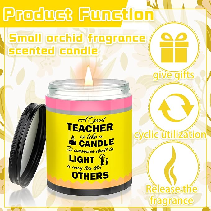 4 Pcs Teacher Appreciation Gifts Teacher Candle Pencil Designed Candles for Teacher Appreciation Week Graduation Party Favors Birthday Gifts for Women Teacher