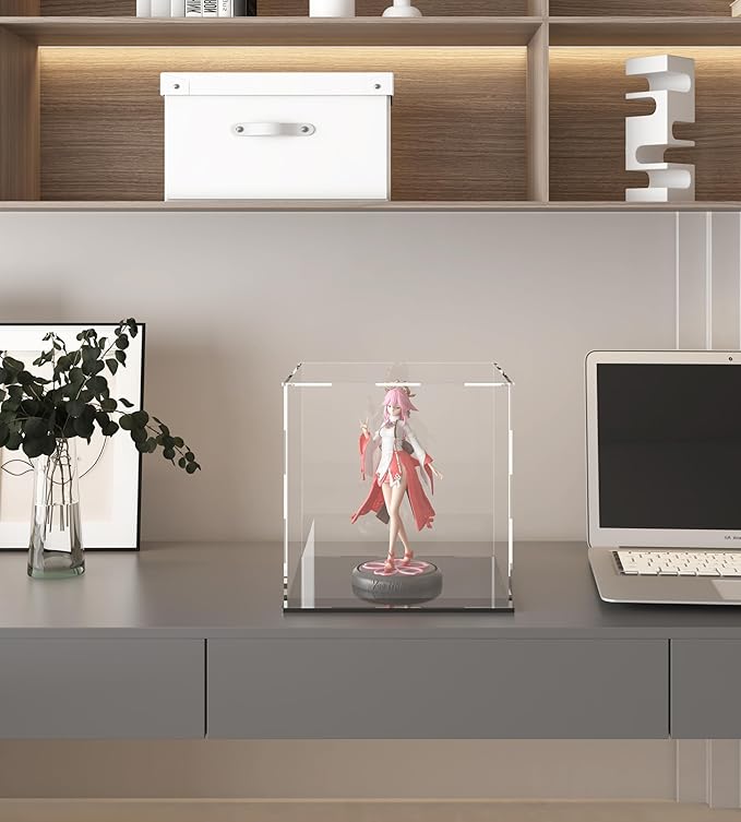 Acrylic Display Case for Collecibles, Clear Square Acrylic Box for Figures Statues Toys and Trophy, 10" L x 14" W x 14" H