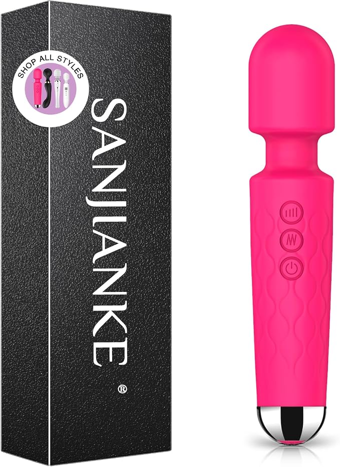 Vibrator Wand,Adult Sex Toy Wand, G Spot Dildo, Clit Vibrator, Sex Vibrators,Clitoris Stimulation,with 8 Speeds & 20 Patterns,Fully Waterproof,Vibrating Wand for her Pleasure (Rose Red)