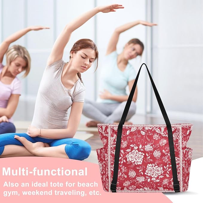 MCHIVER Yoga Bag for Women Men Large Yoga Mat Bag with Adjustable Strap Workout Bags Totes for Pilates Yoga Travel