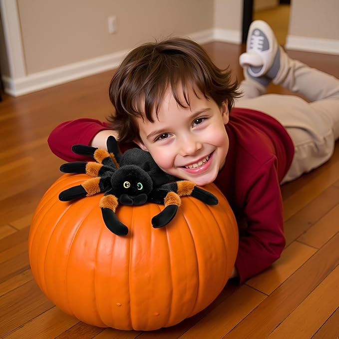 11 Inch 2Pack Creative 3D Simulation Halloween Spider Pillow,Fluffy Cars Pillow Outdoor Cushions for Halloweens Party Favors,Clever Boy's and Girl's Room Spiders Decorations Indoor