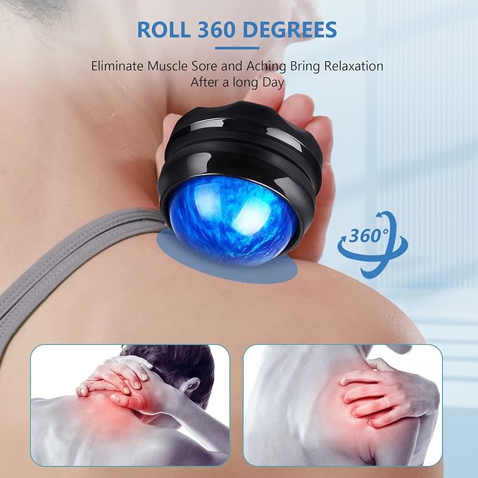 2-Pack Manual Massage Balls, Roller Back Massager Great for Relax, Deep Tissue Massage Tool to Relief Full Body, Sore Muscle, Neck, Shoulders, Feet, Joint Pain, Stiffness(Blue)