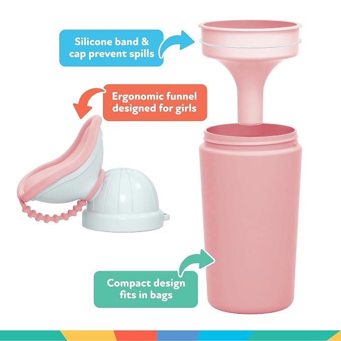 Nuby Travel Potty Urinal for Girls - Leak-Proof Portable Potty for Toilet Training - Toddler Travel Essential