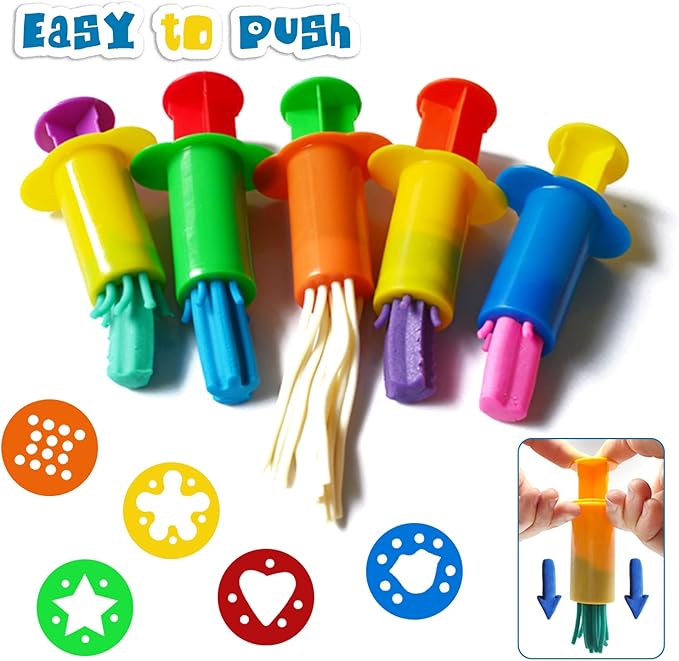 Assorted Designs Dough Extruders Set - Set of 10 - Assorted Colors