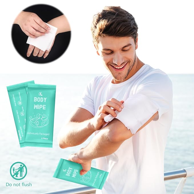 Timgle 200 Pcs Acidified Travel Deodorant Wipes for Women & Men Variety Pack Mini Face and Body Wipes Disposable Individually Wrapped Cleansing for Travel Gym(Green Background)