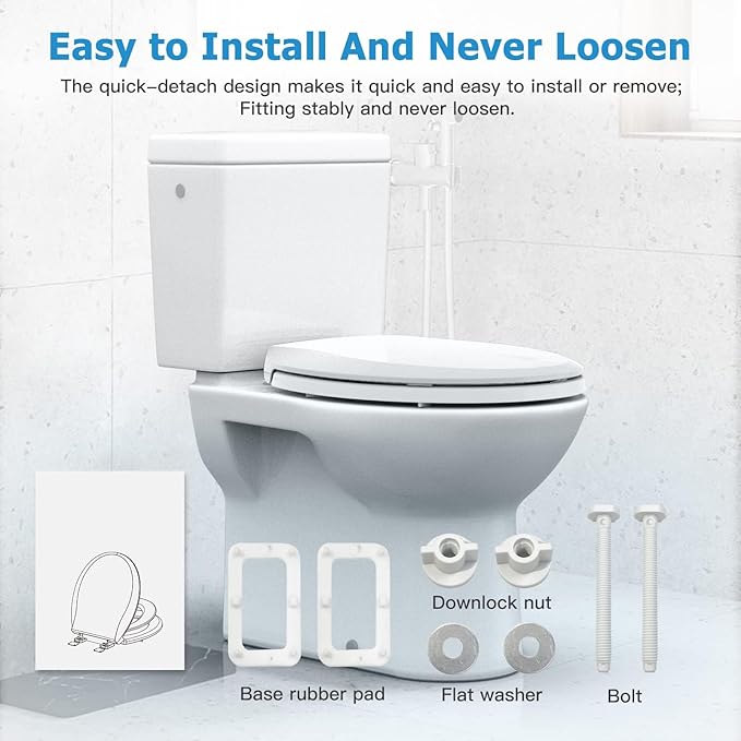 2-Pack White Round Toilet Seats with Built-In Potty Training, Adult and Child Design with Soft Quiet Close, Non-Slip Features, and Magnetic Kids Seat, Easy Installation for Round/Oval Toilets