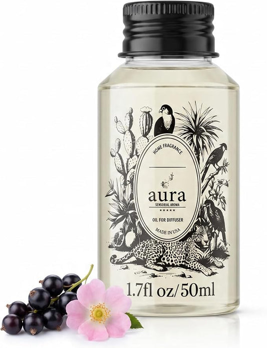 Aura Cassis | Wild Rose & Cassis Berry Fragrance Oil for Diffusers | Inspired by Dipty. que L'Ombre Dans l'Eau | Floral Fruity Scent | Aromatherapy | Home & Bedroom | 1.7 fl oz (50ml) | Long Lasting