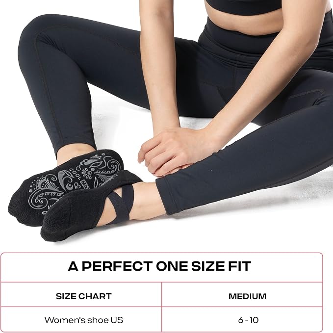 COOLMATE Pilates Socks with Grips for Women, Yoga Socks, Crew Non Slip Women for Barre, Pilates Gifts for Women